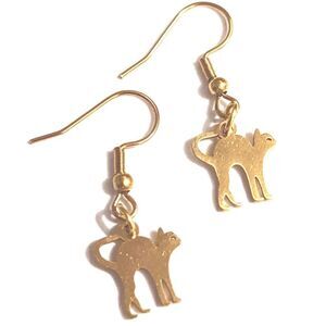 Gold Kitty Cat Earrings 